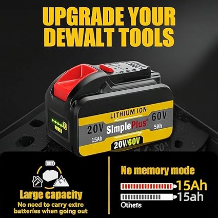 15Ah Replacement for Dewalt 20v/60v Flex-Volt Battery Lithium DCB609 DCB606 DCB612 DCB615 Compatible with DeWalt 60V Cordless Power Tools